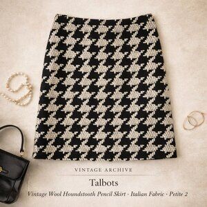 Vintage Talbots Wool Houndstooth Pencil Skirt Italian Fabric Petite 2